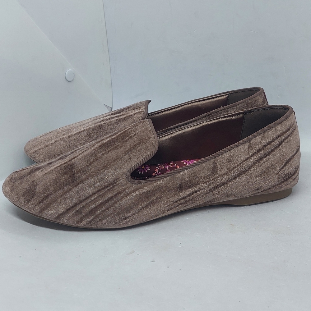 Birdies The Starling Velvet Loafers Womens Sz 8.5 Moonstone Brown Slip On Flats